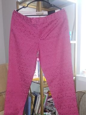 Banana Republic Rose Pink Jacquard Cropped Ankle Pants
